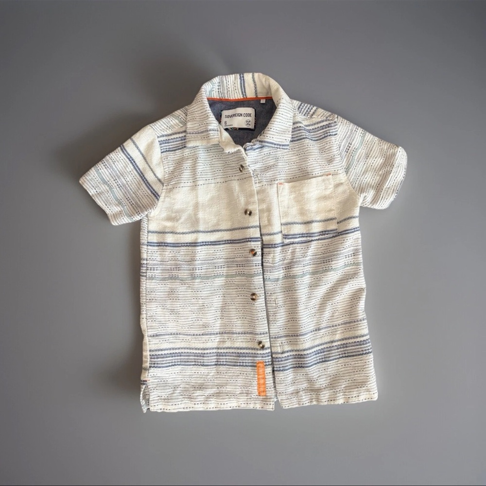 Sovereign Code Boys Blue and White Patterned Shirt size 6